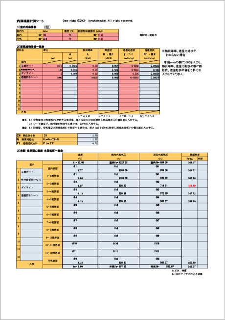 内部結露計算　イメージ